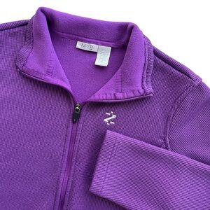 IZOD Perform X Womens M Purple Textured Waffle Knit Fleece Lined Full Zip Jacket